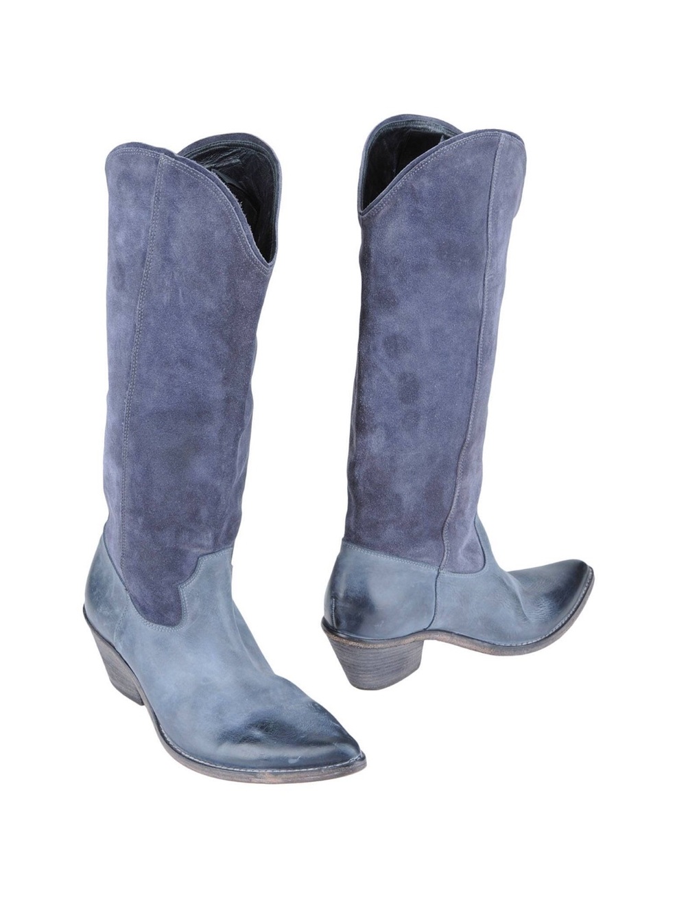 STRATEGIA Slate blue Suede & Leather Knee Boots, Size 7, Made in Italy